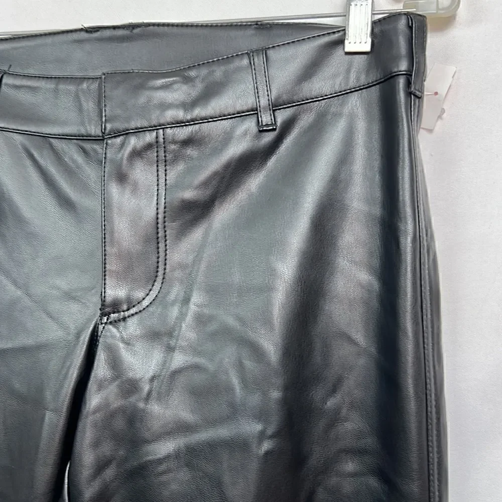 Free People Black Vegan Leather pants jeans size 6 NWT